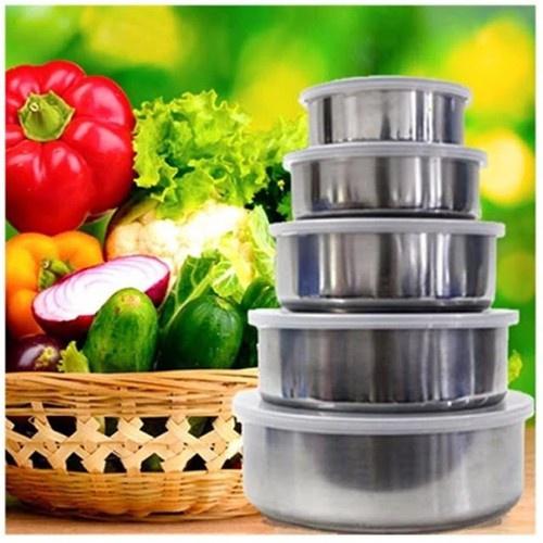 BỘ 5 THỐ INOX CAO CẤP CÓ NẮP ĐẬY - TIỆN LỢI - Size 12-18CM