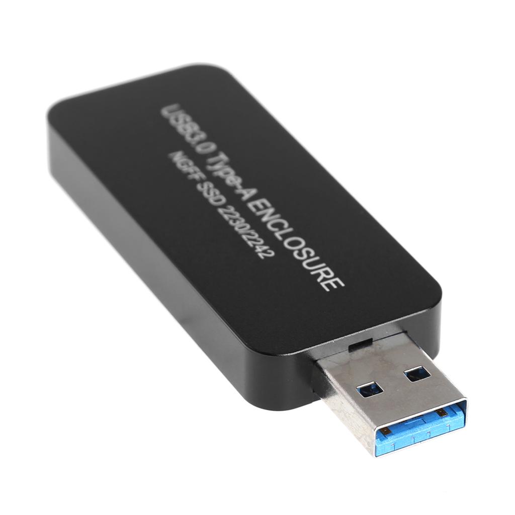 Aluminium 2230/2242 M.2 NGFF B Key SSD to USB 3.0 External Enclosure Black