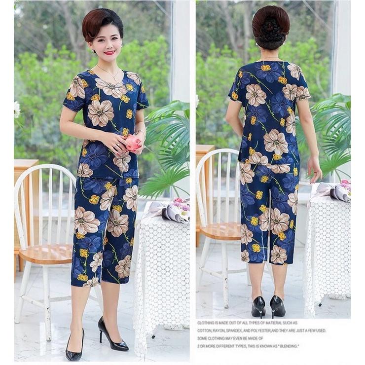 Đồ bộ trung niên nữ- bộ quần áo nữ trung niên cho mẹ bộ thun hoa kiểu dáng sang trọng