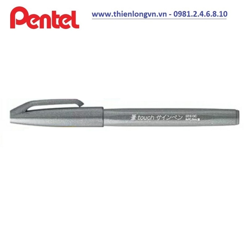 Bút lông viết thư pháp hiện đại Pentel SES15C-N màu xám; Calligraphy Fude Touch Sign - Grey