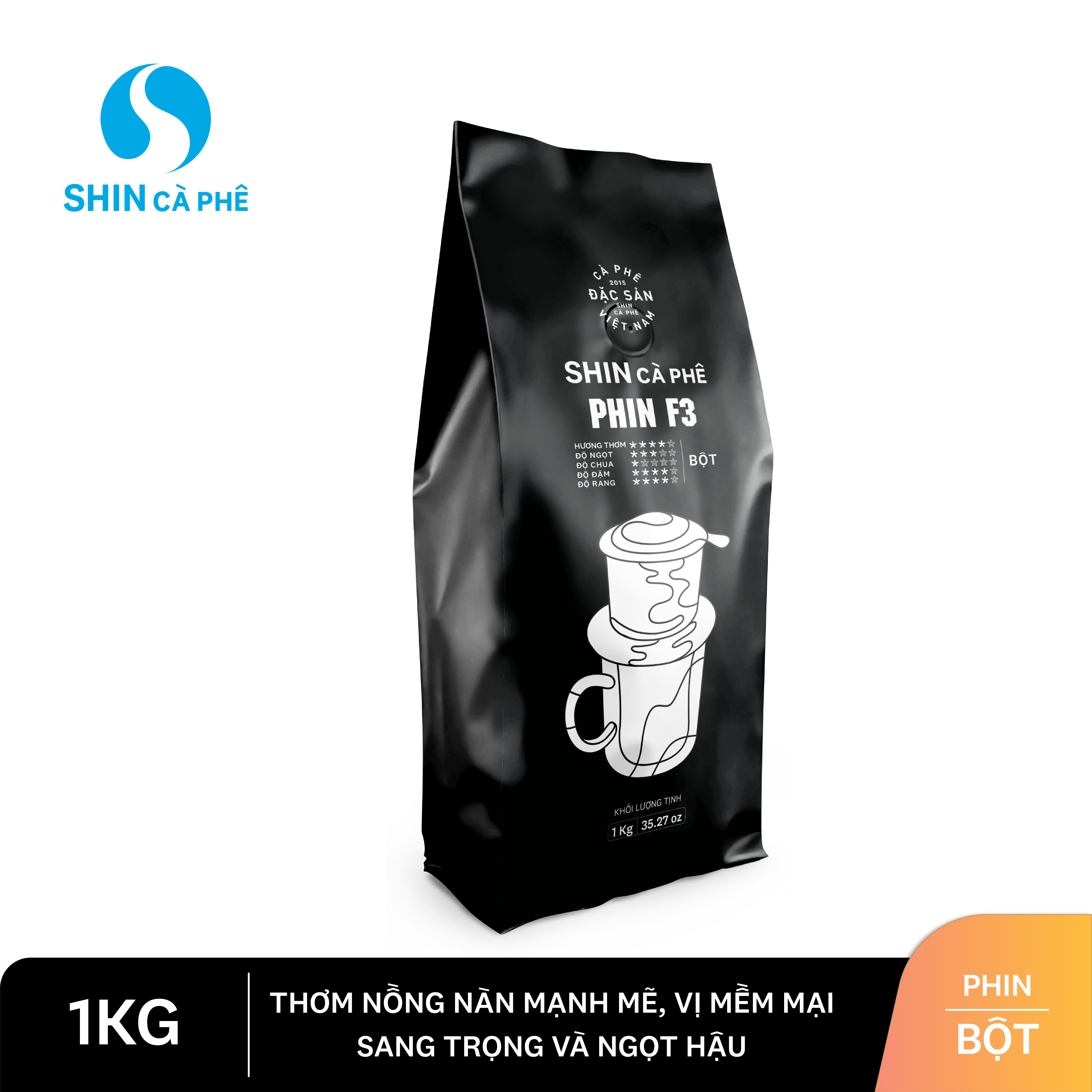 SHIN Cà Phê - Phin F3 túi 1kg - Cà phê nguyên chất pha phin