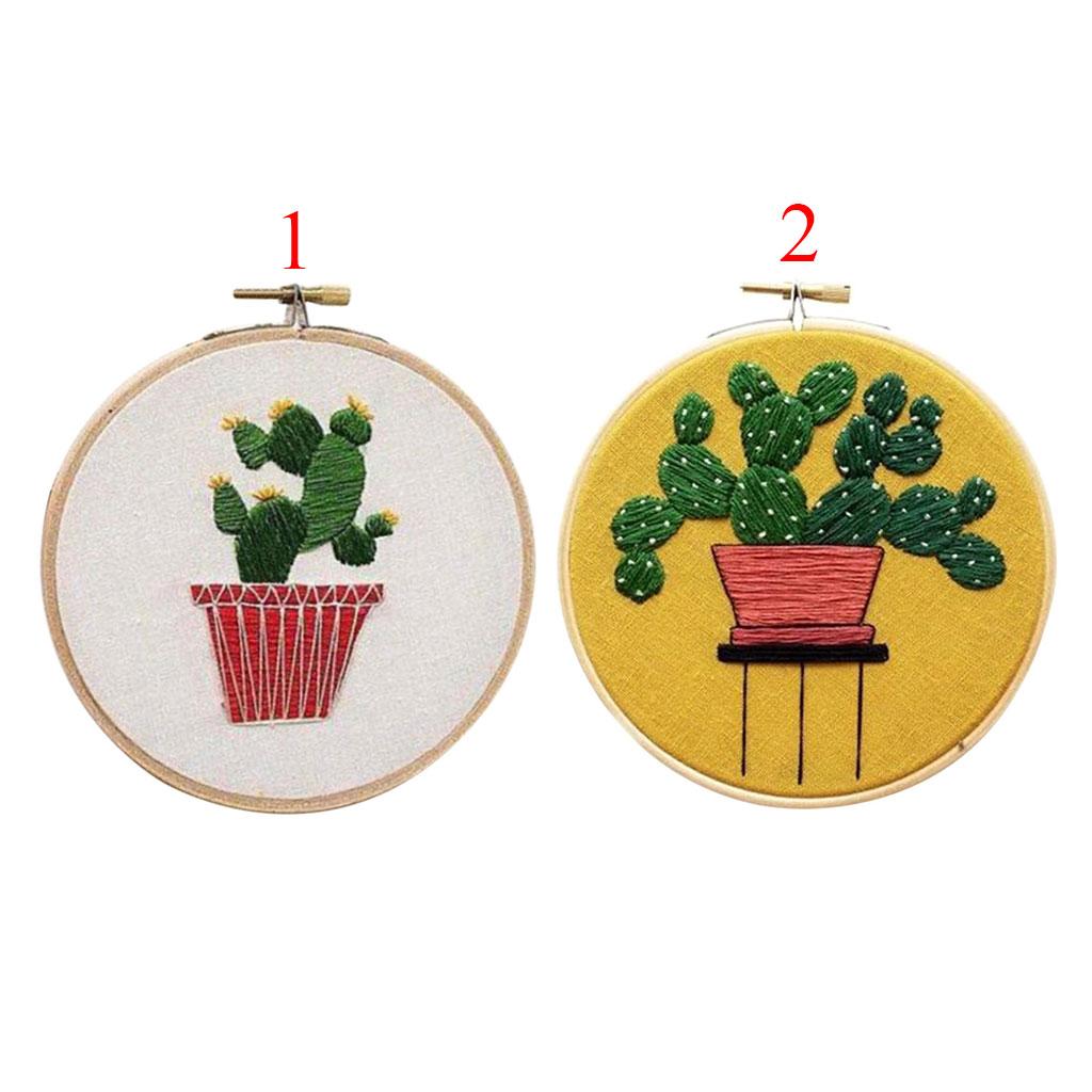 Embroidery Starter Kit with Pattern, 15cm Embroidery Hoop, Threads Style 1