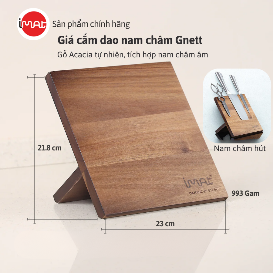 Giá cắm dao nam châm ,Hiệu iMat Gnett I Giá Treo Dao Tiện Ích, Tiết Kiệm Diện Tích, Không Cần Khoan