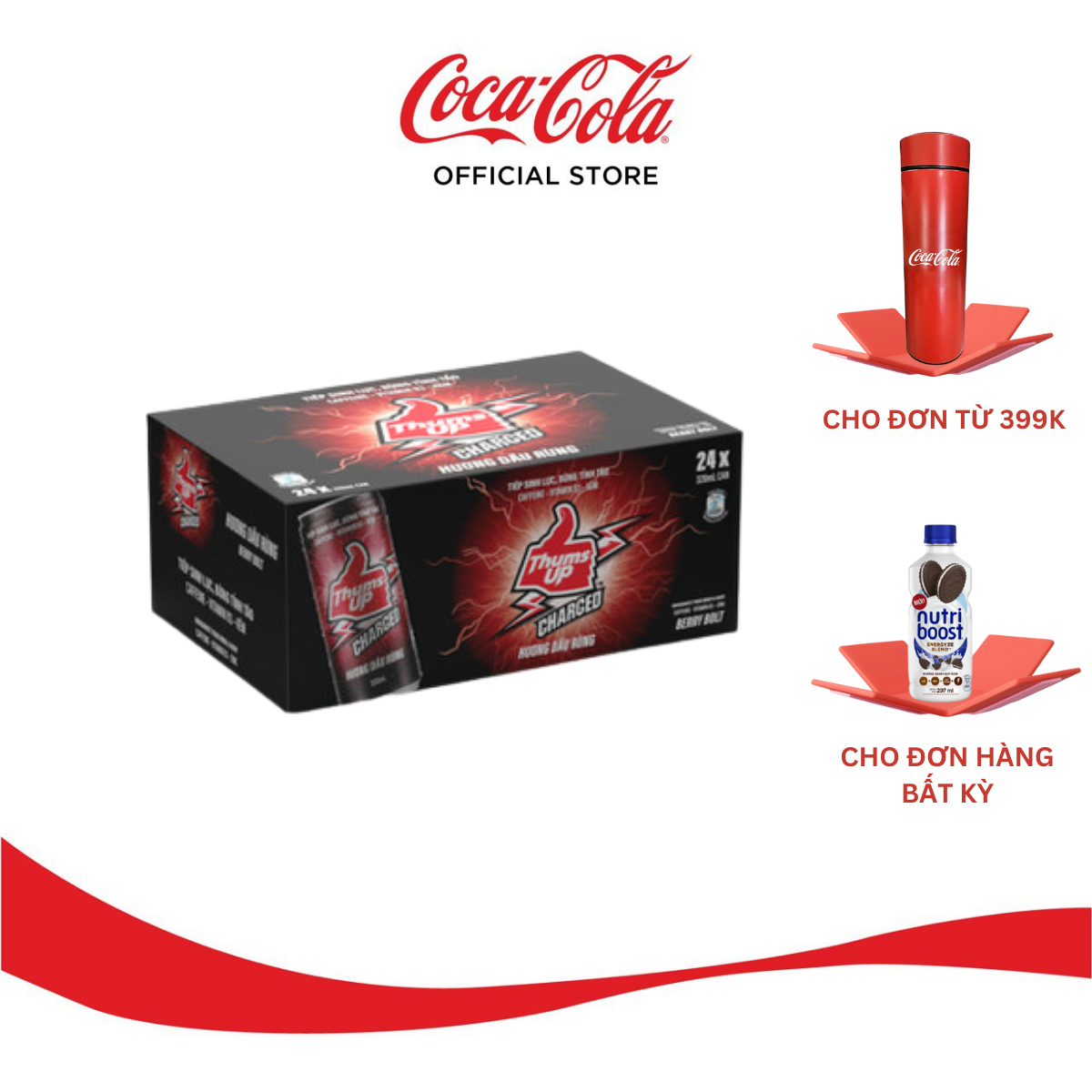 Lốc/Thùng 24 Lon Nước Giải Khát Thums Up Hương Dâu Rừng 320ml x 24 Sale 6.6