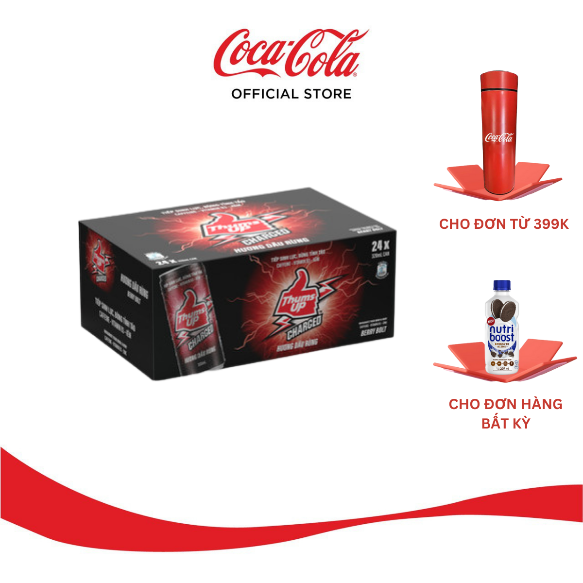 [TẶNG VOUCHER ESTEEM] Lốc/Thùng 24 Lon Nước Giải Khát Thums Up Hương Dâu Rừng 320ml x 24 Sale 15.5