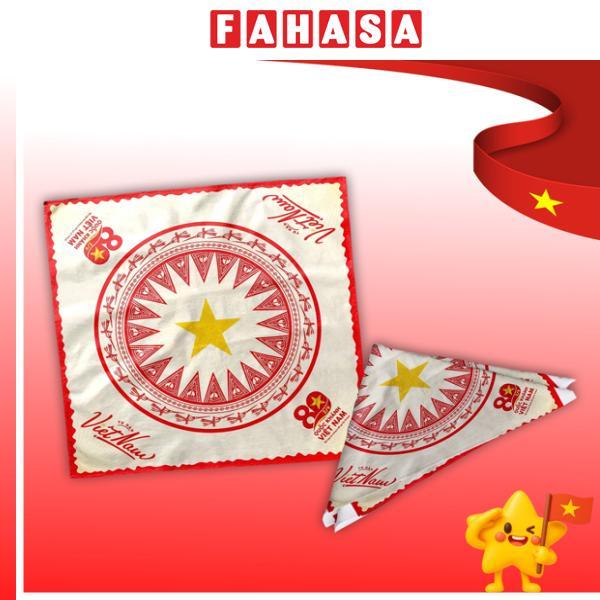 Khăn Bandana A80 - Lụa Satin Trắng - Tự Hào Việt Nam - 70 x 70 cm
