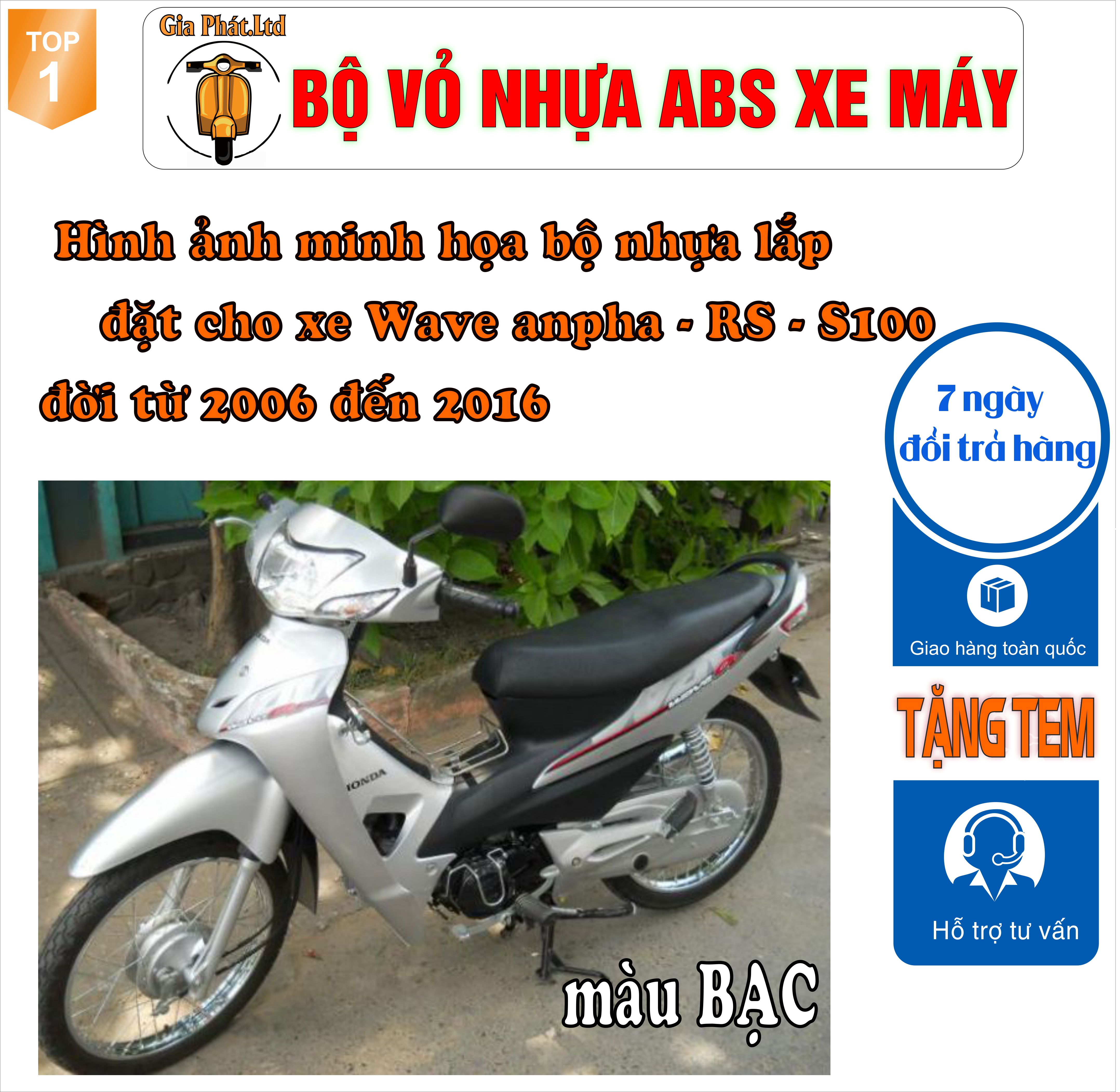 Dàn áo màu BẠC gắn xe Wave RS - wave alpha - wave s100, nhựa ABS nguyên sinh _TKB_1111