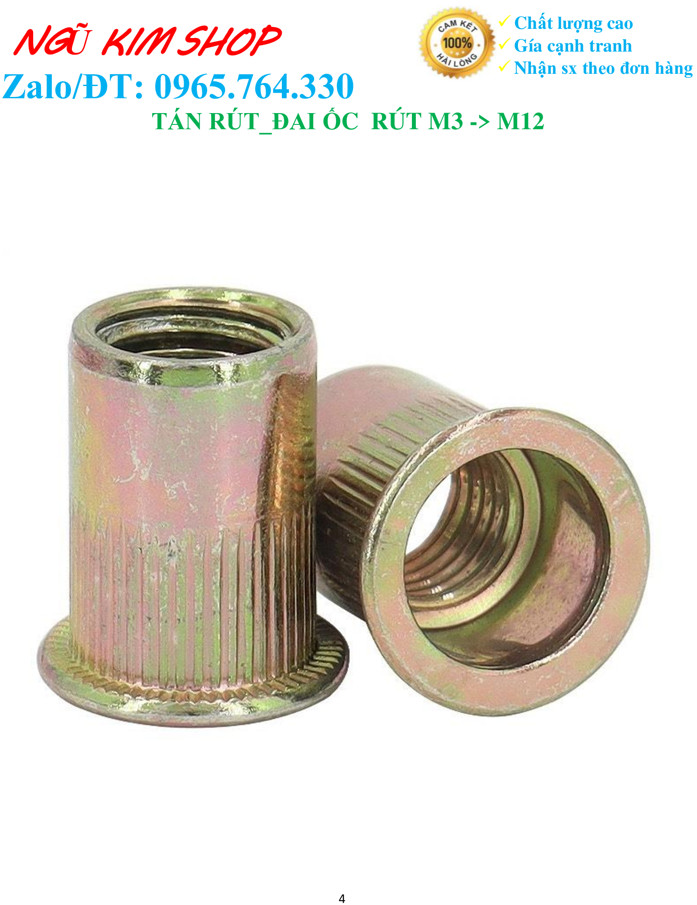 TÁN RÚT_ ĐAI ỐC RÚT M3, M4, M5, M6, M8, M10, M12