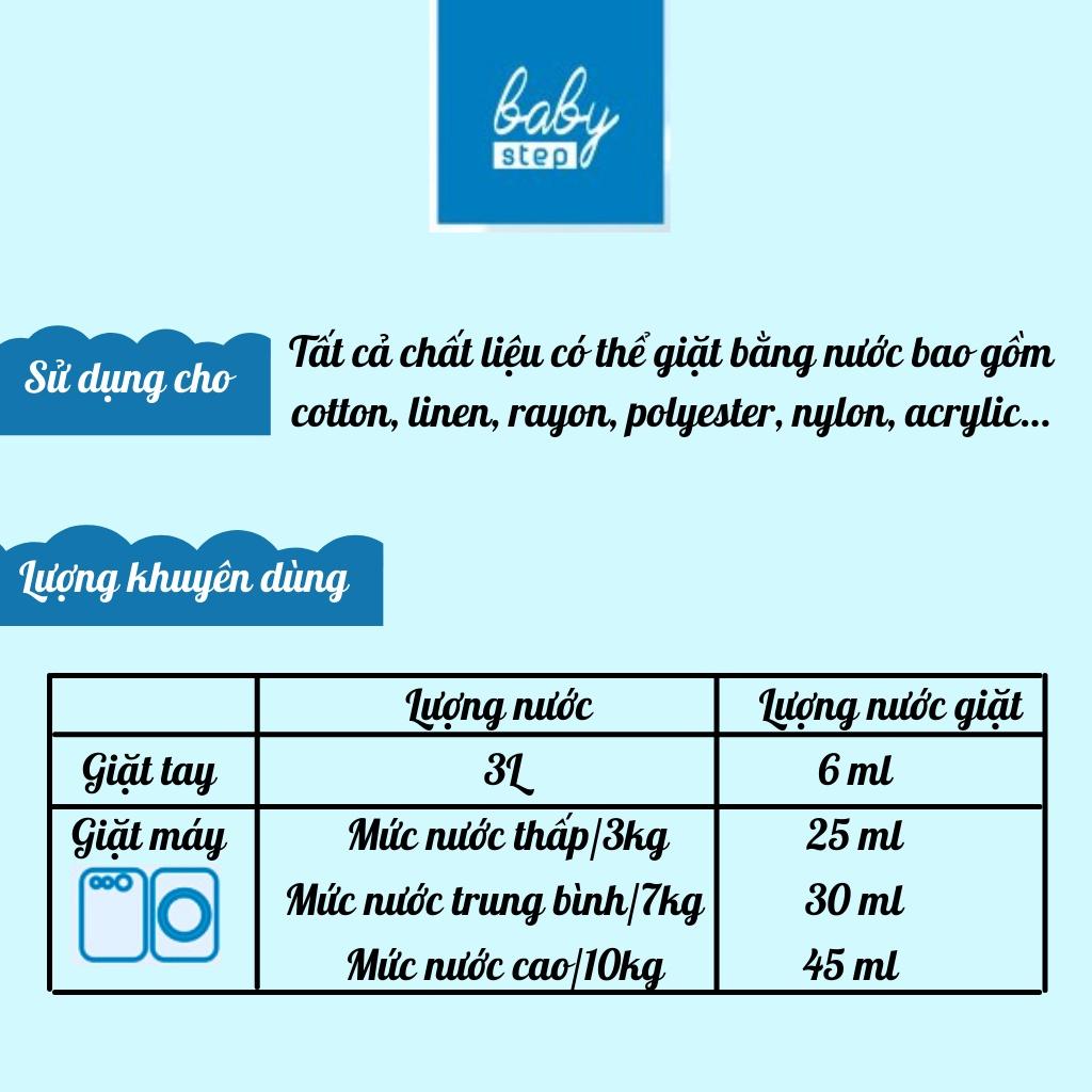 Nước giặt quần áo trẻ sơ sinh Baby Step hương phấn thơm dung tích 1000ml với chiết xuất thiên nhiên BSTEP1