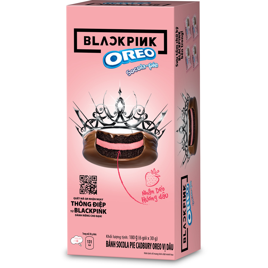 [Limited Edition] Combo 2 hộp Bánh OREO Pie BLACKPINK vị Dâu 2x180g (Tặng kèm 2 thẻ hình BLACKPINK)