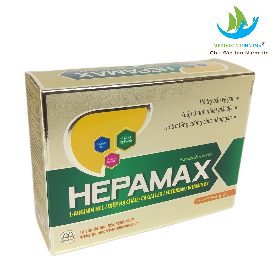 Bổ Gan Thảo Dược Hepamax Giúp Thanh Nhiệt Giải Độc, Hết Mẩn Ngứa, Tằng Cường Chức Năng Gan Hộp 60 Viên