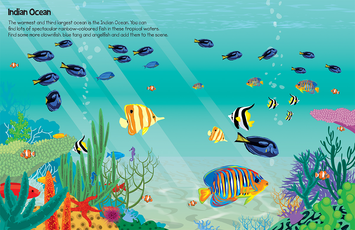 Sách sticker dạy tiếng Anh thông minh cho bé: 555 stickers vui nhộn về động vật - 555 sticker fun Under the sea