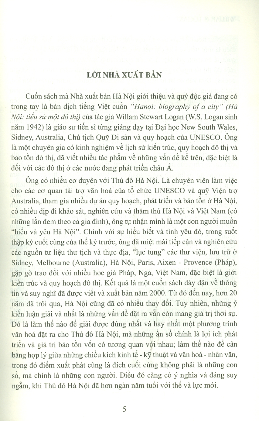 [ấn bản 2023] HÀ NỘI - TIỂU SỬ MỘT ĐÔ THỊ - William Stewart Logan – Nguyễn Thừa Hỷ dịch – Nxb Hà Nội