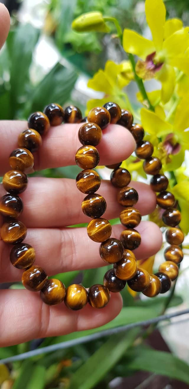 Vòng tay phong thuỷ may mắn nữ đá mắt hổ tự nhiên vàng nâu bóng mượt đẹp Size nữ vòng hạt 8mm Vòng hợp nữ mệnh kim mệnh thổ mệnh Thủy đeo tay đẹp ạ