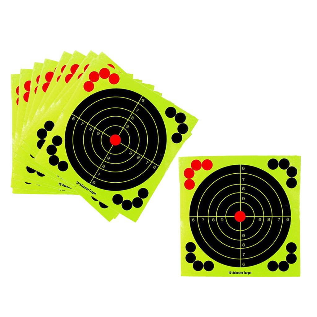 10 Sheets 12x12inch Splatter Self Adhesive Targets - Bright Fluorescent Yellow - Great for Outdoor Target Hunting Accessories