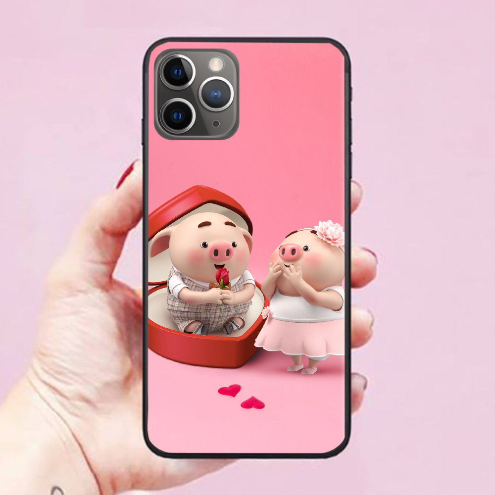 Ốp lưng dành cho điện thoại iPhone 12 Pro Max Hình Heo Hồng Cute