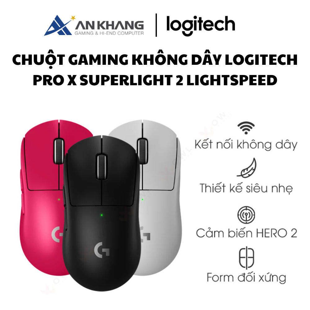 Chuột Gaming không dây Logitech PRO X Superlight 2 Lightspeed Wireless - Hàng Chính Hãng - Bảo Hành 24 Tháng