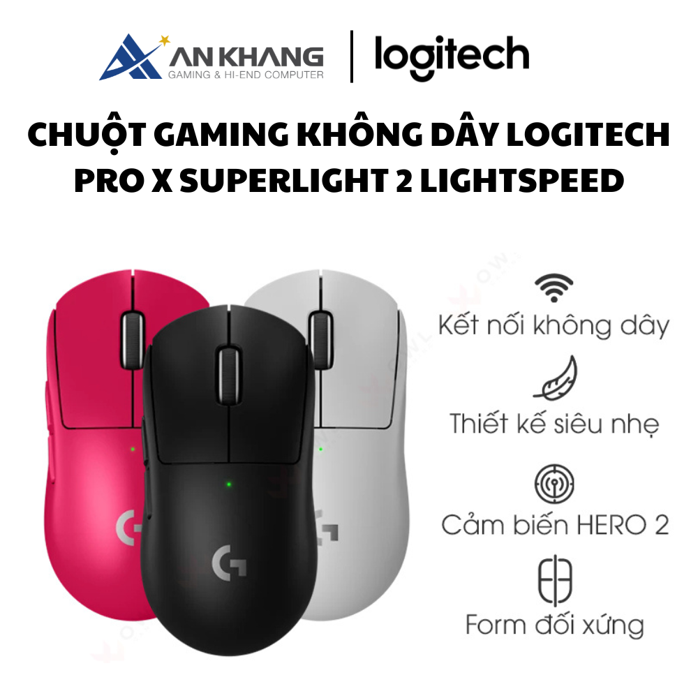 Chuột Gaming không dây Logitech PRO X Superlight 2 Lightspeed Wireless - Hàng Chính Hãng - Bảo Hành 24 Tháng [Lỗi 1 Đổi 1