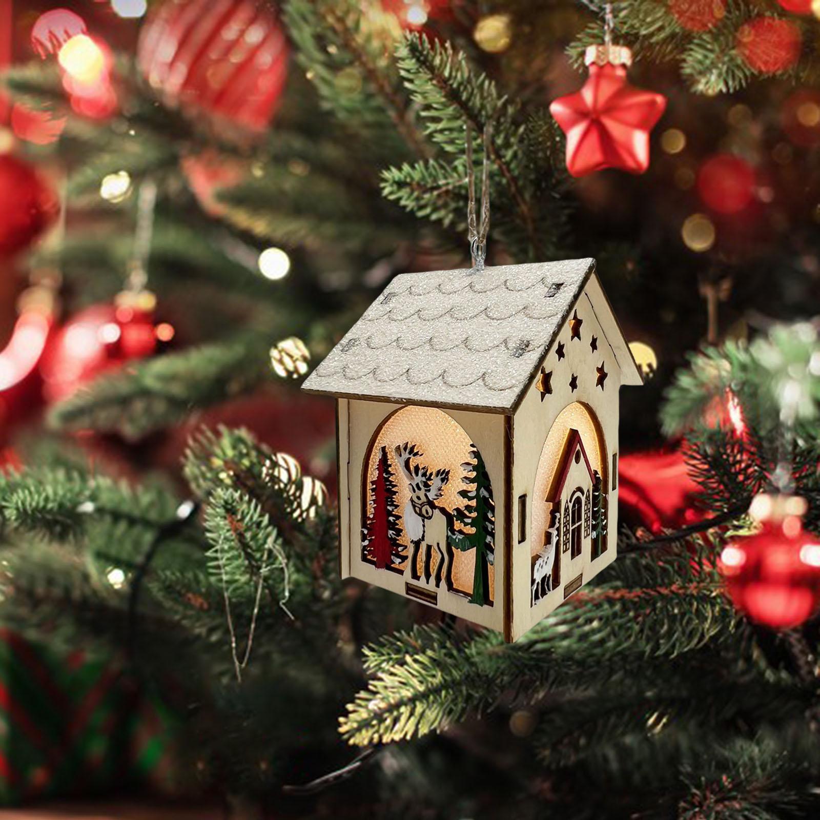 Mini Wooden House Building Set Lights up for Christmas Tabletop Decoration