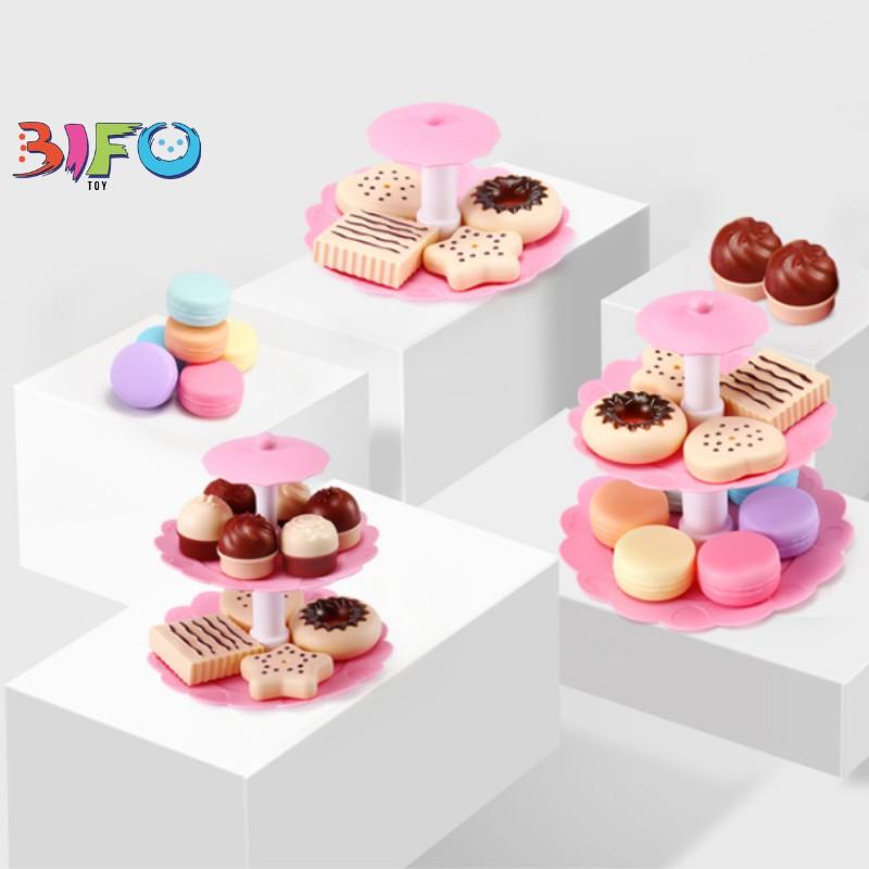 Đồ chơi cắt bánh sinh nhật 3 tầng 23 chi tiết mô phỏng bánh Macarons bánh quy đồ chơi cho trẻ em