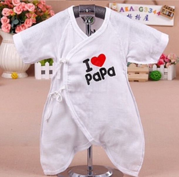 Bộ 2 Áo Liền Quần Vải Xô Love Mama Love Papa Tặng Decal Đo Chiều Cao