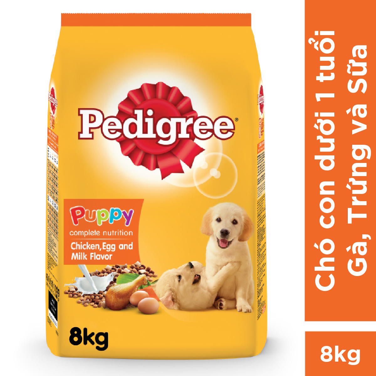 PEDIGREE Thức ăn cho chó con dạng hạt vị gà, trứng và sữa 8kg (1 túi)