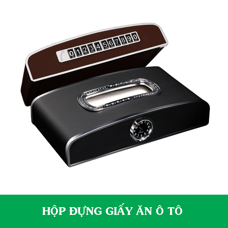 Hộp Đựng Giấy Ăn Ô Tô Có Đồng Hồ Hoặc Bảng Ghi Điện Thoại