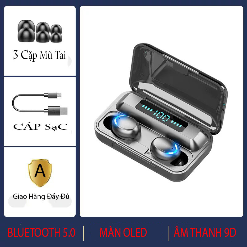 Tai nghe không dây - Tai nghe bluetooth ANNCOE F9 Plus công nghệ Bluetooth 5.0 - Âm bass êm và sâu, chip AIC chống gây chói tai - Hàng Chính Hãng