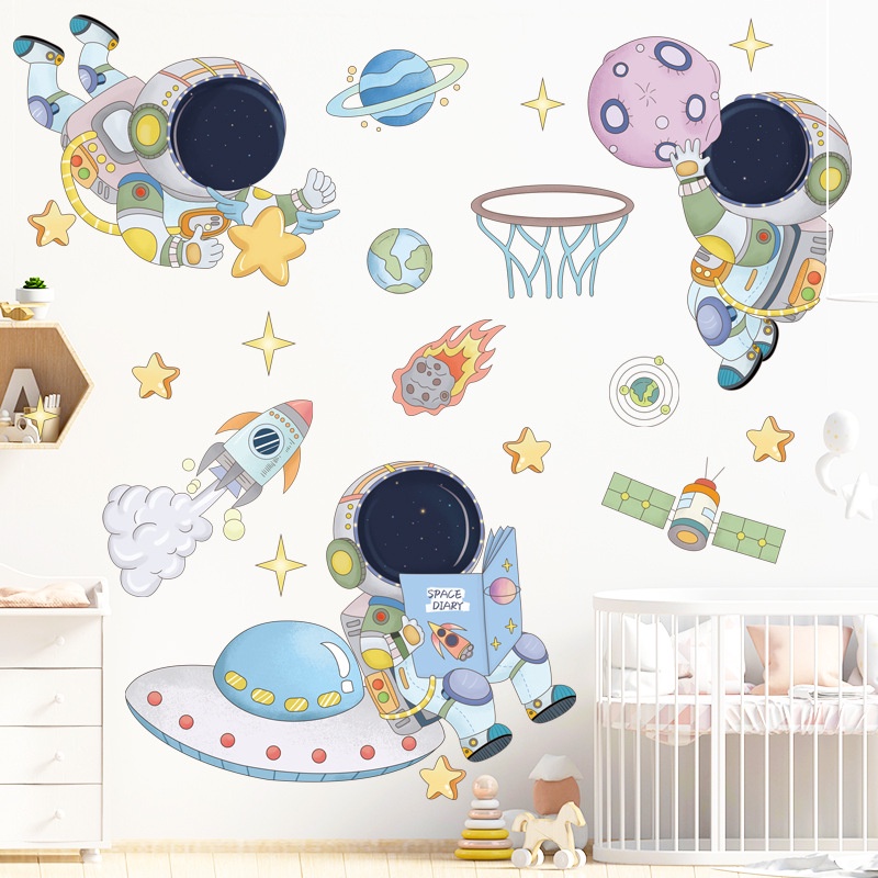 Sticker Giấy Dán Tường Decal Dán tường Tranh Dán Tường Trang Trí Tường Mẫu Khám Phá Vũ Trụ ZH92