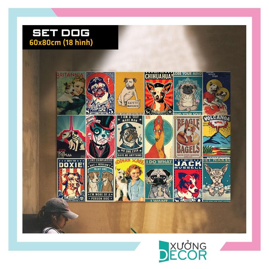 Poster decal tranh decor hình dán tường vintage trang trí phòng ngủ áp phích dán tường quầy bar POP.ART DOG 1008