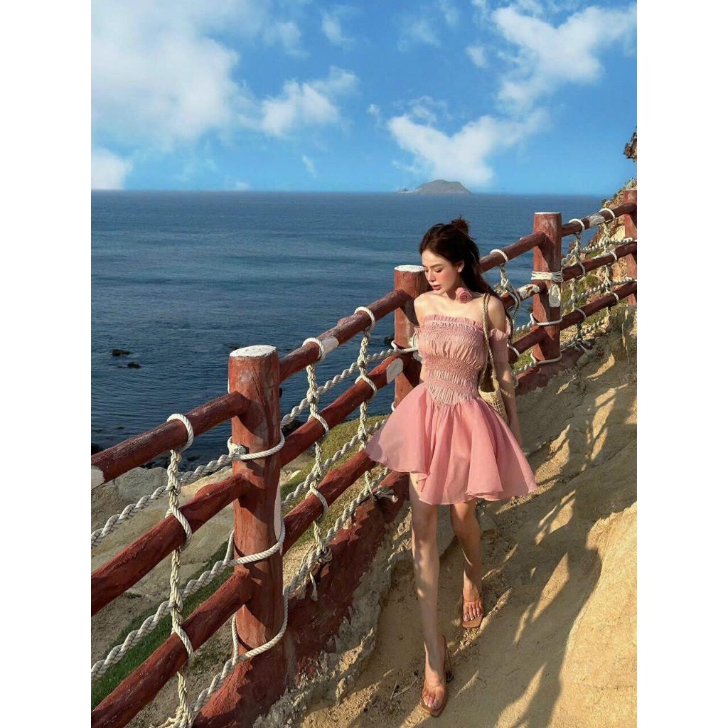 Đầm tiểu thư, Đầm babydoll nhún eo xòe chất tơ cực đẹp Trendy Clothing