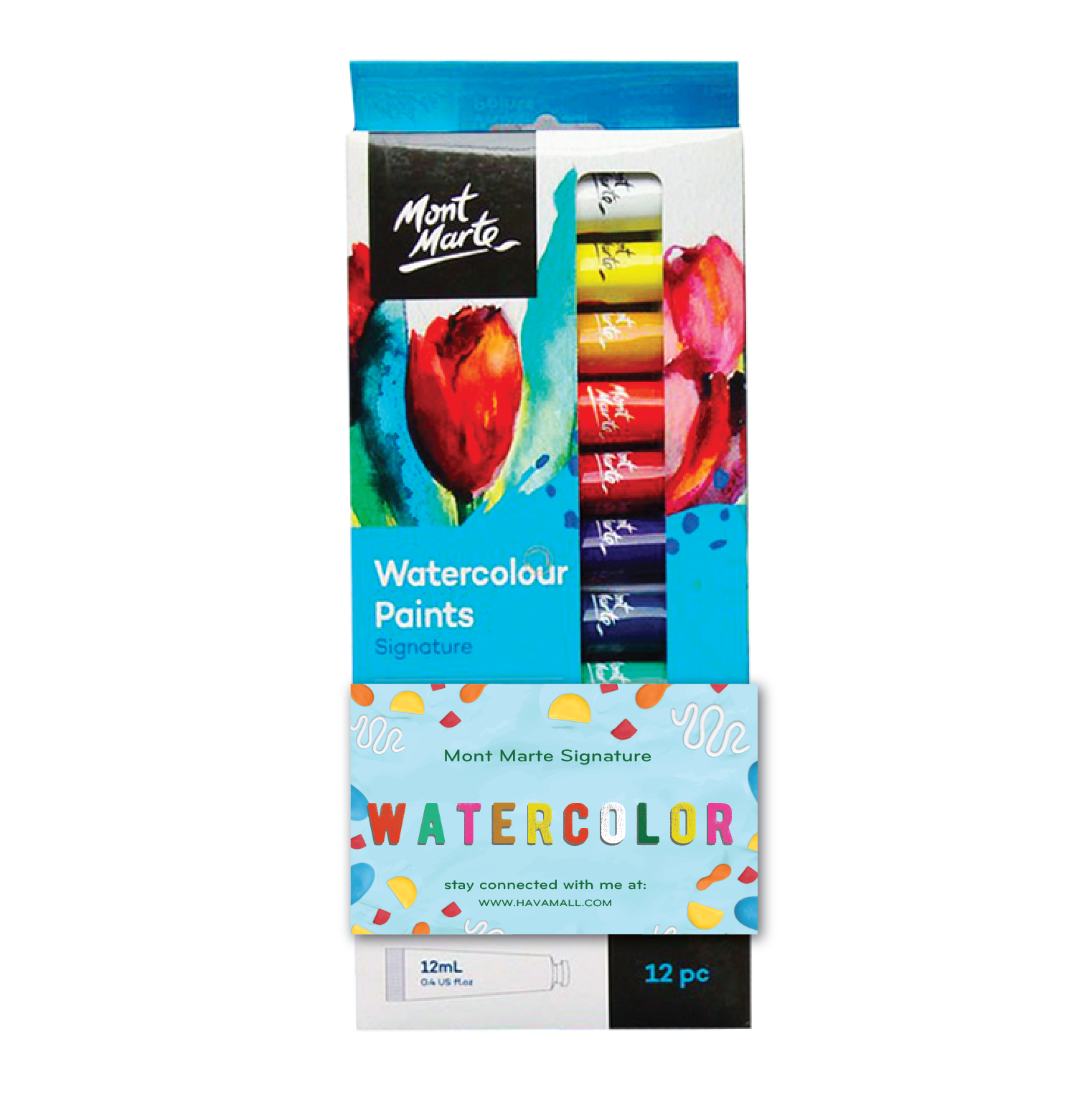 Bộ Màu Nước Water Colour Paint 12 Cái Mont Marte (Bao Bì Ngẫu Nhiên)