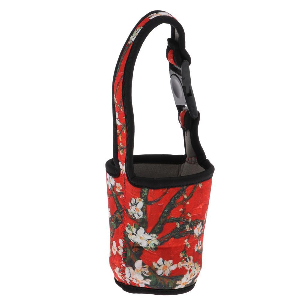 2Pcs Water Bottle Tumbler Carrier Bag Cover Holder Protective Pouch with Hand Strap Buckle - Red