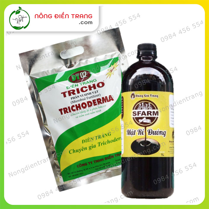 Combo Nấm đối kháng Trichoderma + Mật rỉ đường SFARM - Chế phẩm ủ phân bón hữu cơ, xử lí rác thải hữu cơ VTNN Nông Điền Trang