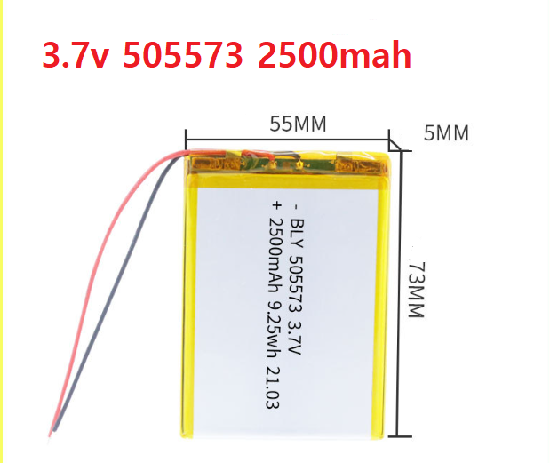 Pin sạc 3.7v Lithium LiPo 1s 505573 2500mah Cho tai nghe,loa Mp3 MP4 MP5 GPS PSP Bluetooth