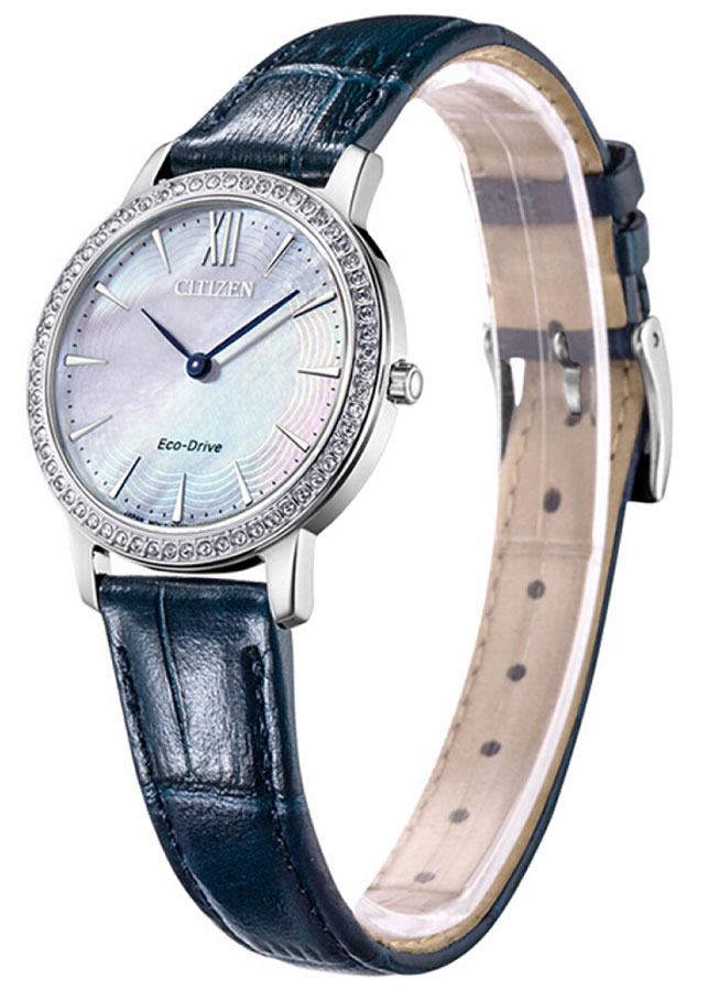 Đồng Hồ Nữ Citizen Đính Đá Swarovski Dây Da EX1480-15D - Mặt Xà Cừ (Sapphire)