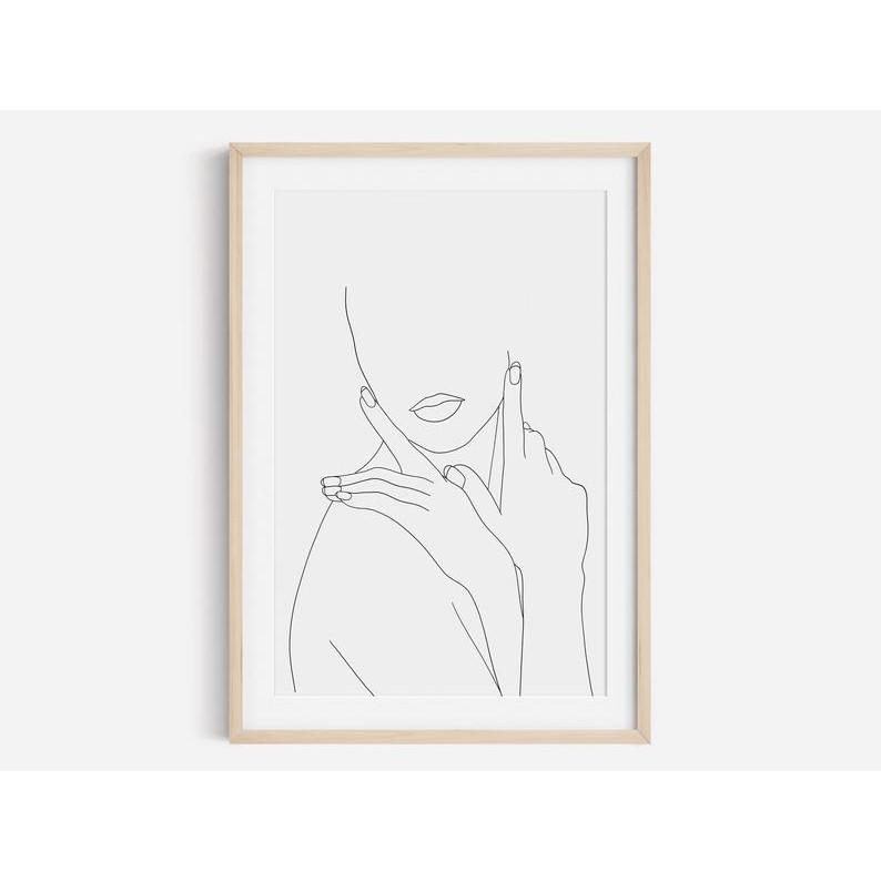 Tranh treo tường | Line art-Woman Line Art, one line print, Female Nude Art Print 57 , tranh canvas giá rẻ