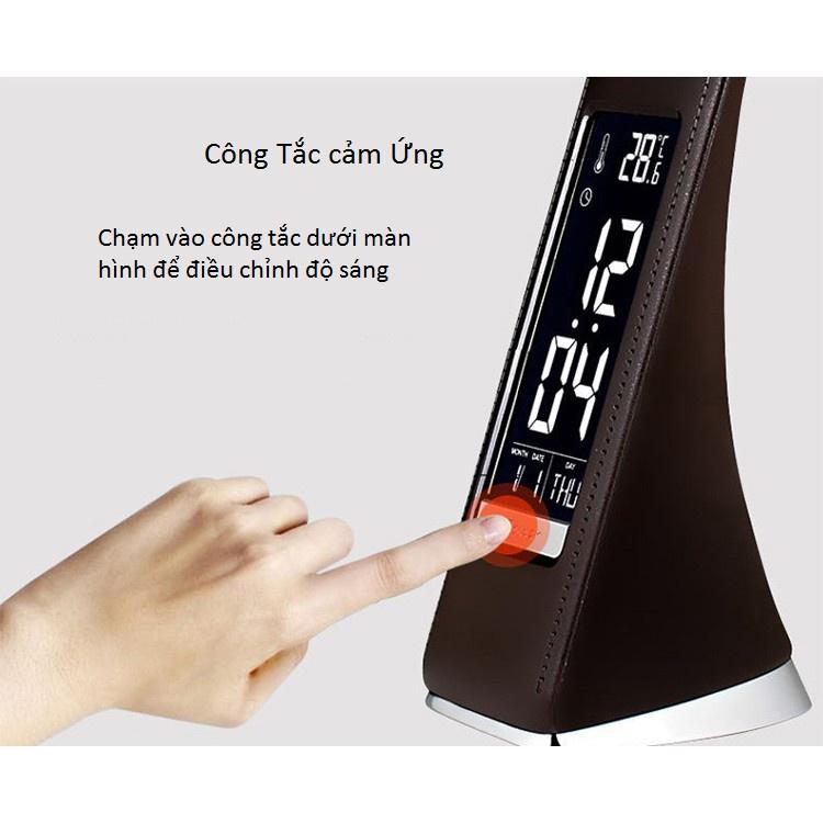 Đèn bàn chống cận cảm ứng tích hợp đồng hồ, lịch , nhiệt kế phong cách hiện đại