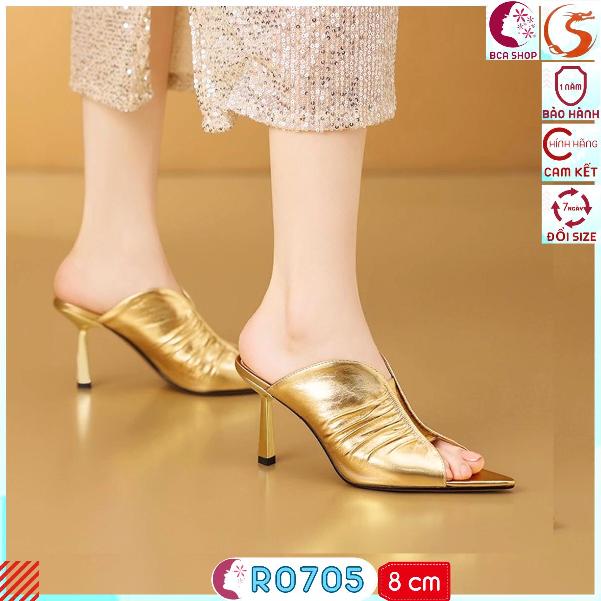 [ĐẸP LẠ VÀ SANG] Giày Đi Tiệc Nữ RO705 ROSATA Cao 8cm Và Quai Bản To, Da Bóng Sang Chảnh