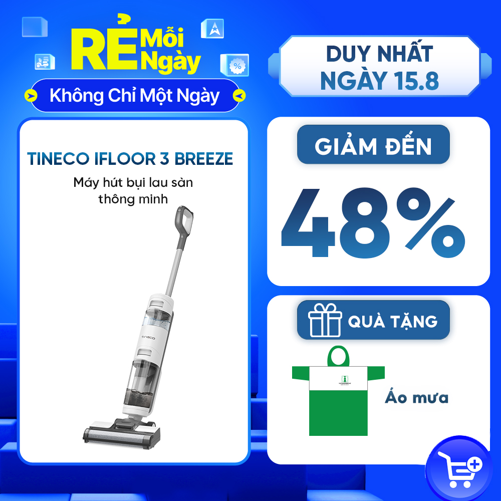 MÁY HÚT BỤI LAU SÀN KHÔ VÀ ƯỚT TINECO IFLOOR 3 BREEZE  – BẢN QUỐC TẾ – HÀNG NHẬP KHẨU CHÍNH HÃNG