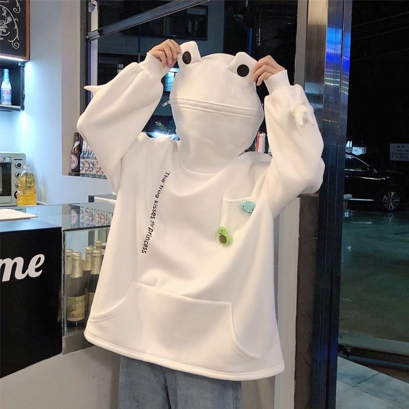Áo Hoodie Nam và Nữ Tay Dài Có In Hình Con Ếch Thời Trang Cá Tính