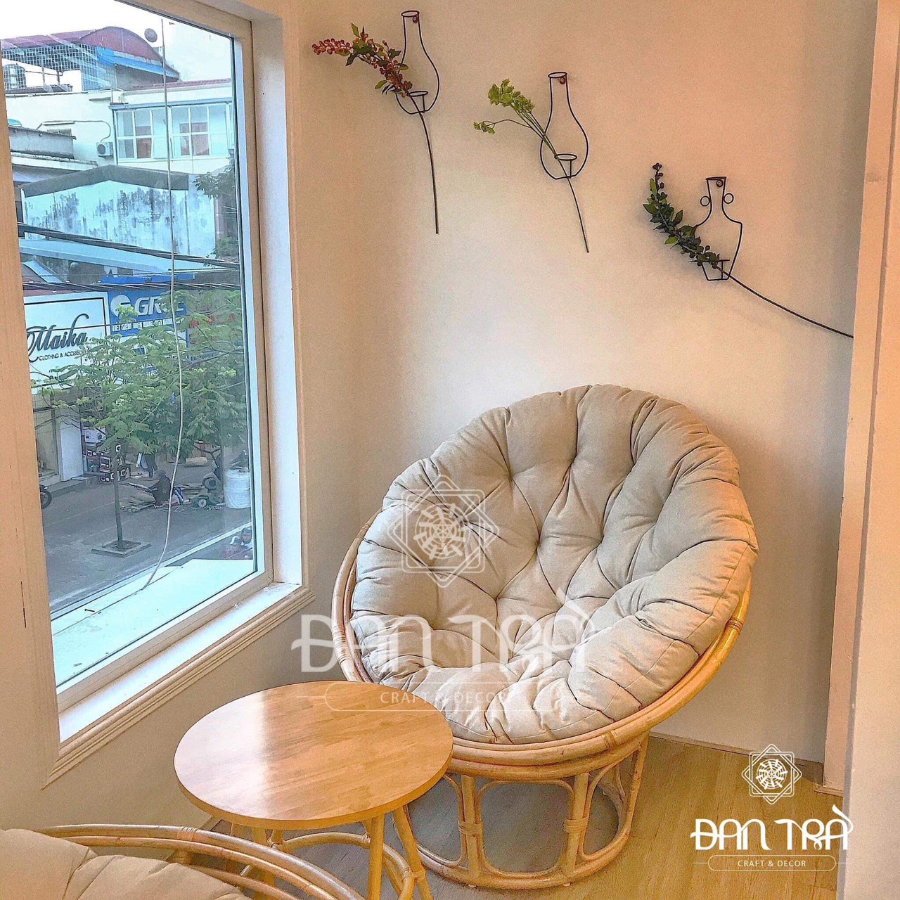Ghế Mây Tròn- Ghế Mây Papasan 1M1 Rộng Rãi, Kèm Nệm Màu Tự Chọn- Ghế Mây Lười Thư Giãn- Ghế Mây Đọc Sách Thư Giãn- Bàn Ghế Mây Tre Đan Trà