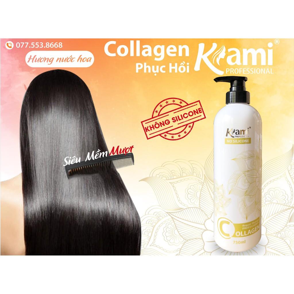 Dầu hấp tóc collagen KAMI phục hồi tóc hư tổn,siêu mềm mượt hương nước hoa 800ml