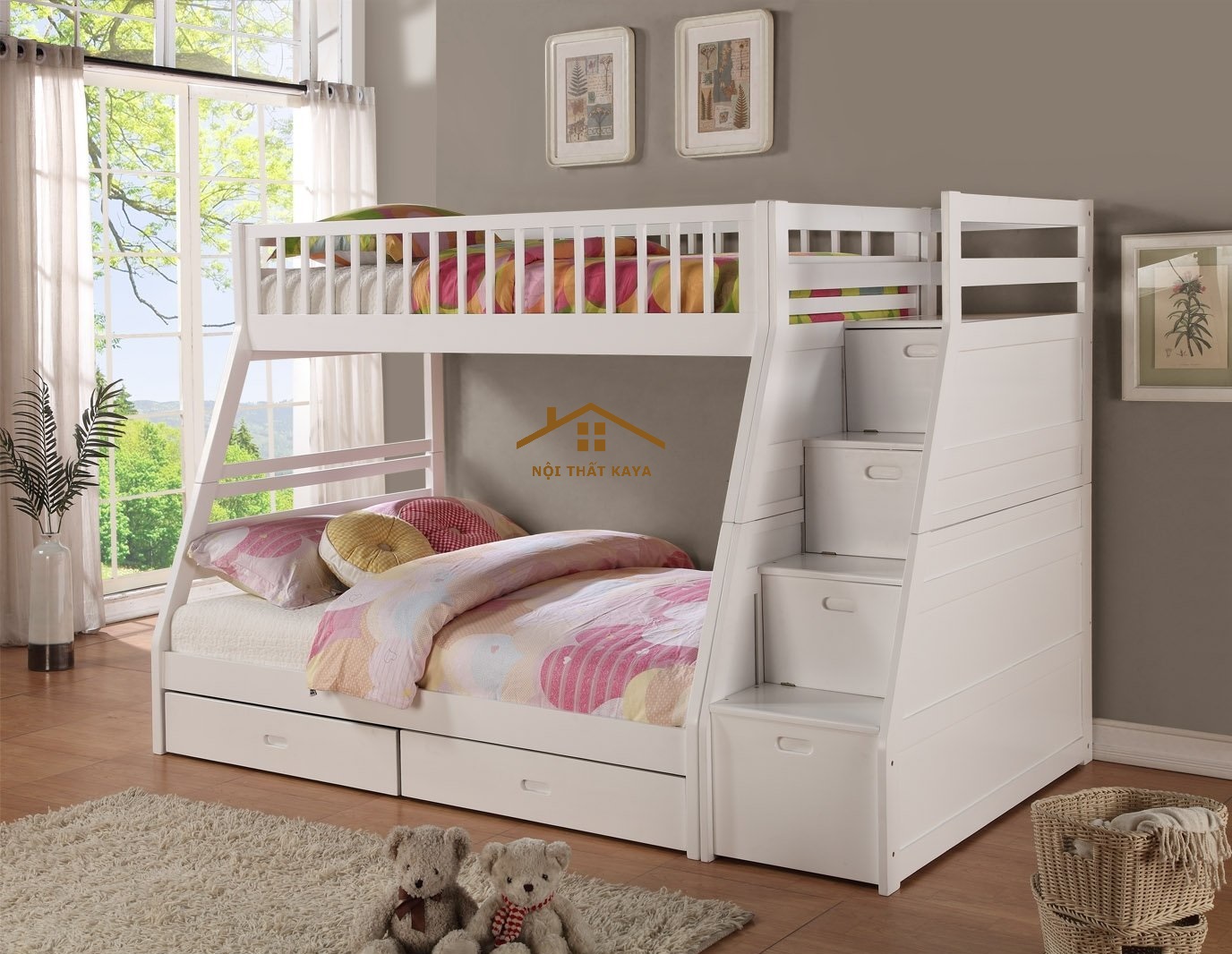 Giường 2 Tầng Xuất Khẩu GT292 – Nâu