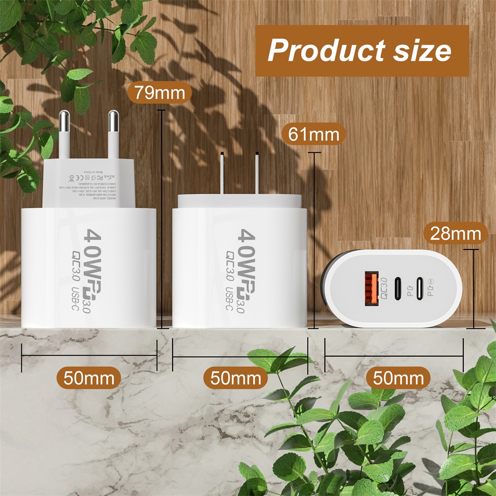 Cốc Củ đầu Sạc Nhanh 3 Cổng USB 40W 65W Type C 3.0 Cho Điện Thoại smartphone [ Miếng Lót chuột
