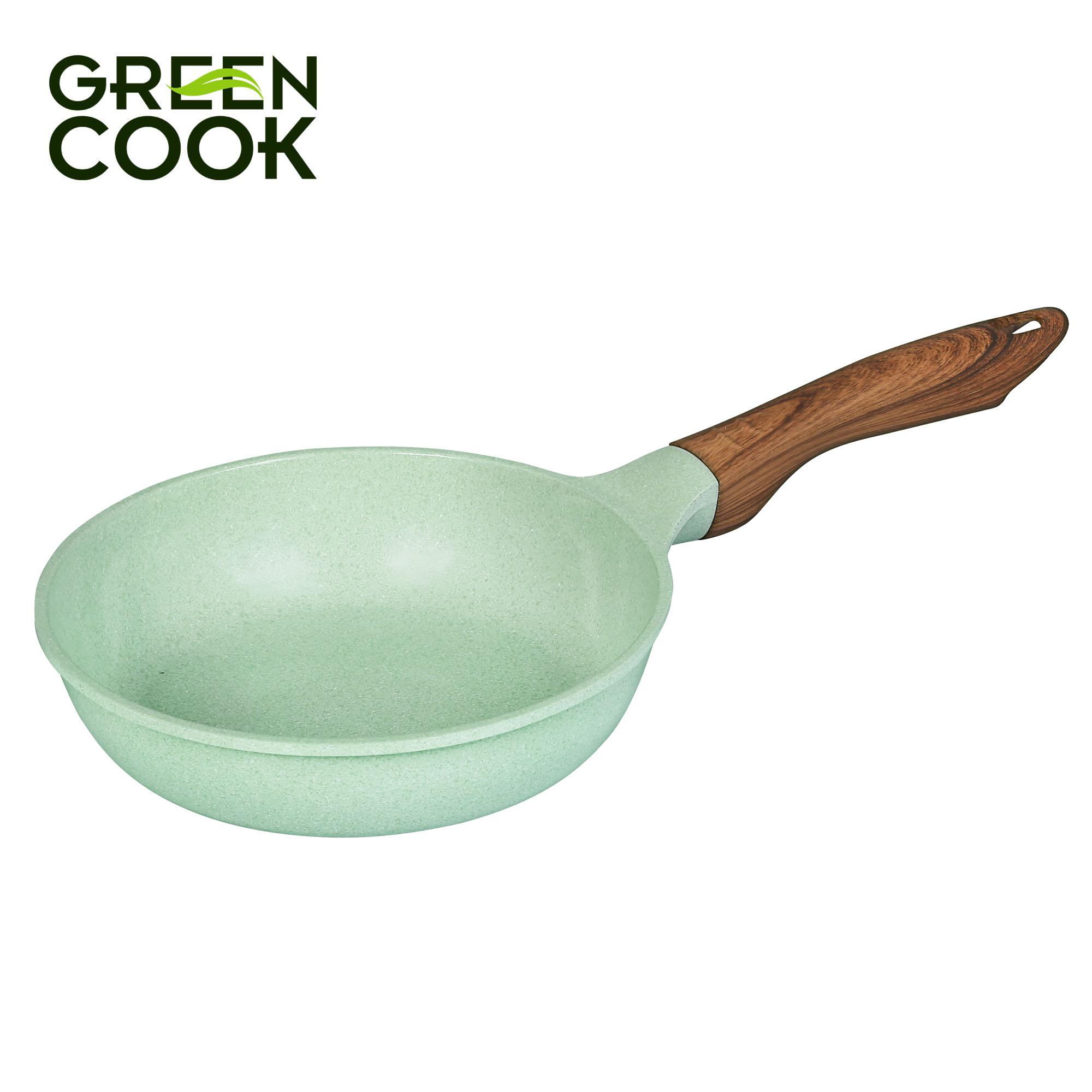 Chảo đúc đáy từ chống dính men đá ceramic xanh ngọc 26 cm Green Cook GCP06-26IH công nghệ Hàn Quốc - Hàng chính hãng