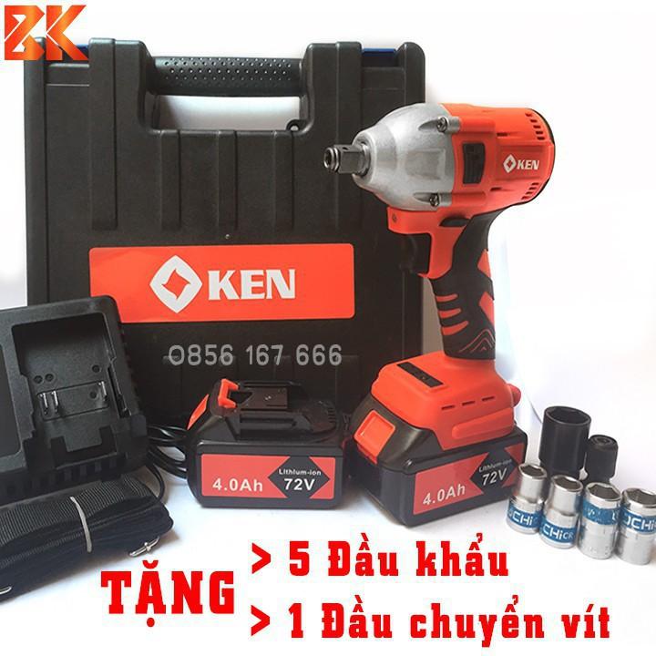 Máy Siết Bulong Không Chổi Than KEN 72V, (TẶNG 5 Đầu khẩu + Đầu chuyển vít), Máy Khoan Mở Ốc Vít - Máy siết bu lông