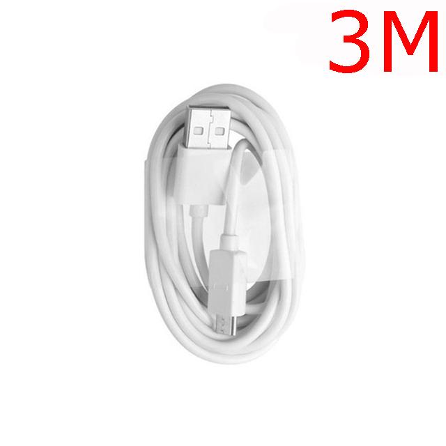 Micro USB Universal Data Cáp tiêu chuẩn Tiêu chuẩn Đầu cỏi nhảy dù dài 1m / 2m / 3M cổng Micro USB cho điện thoại Android màu: White-3M