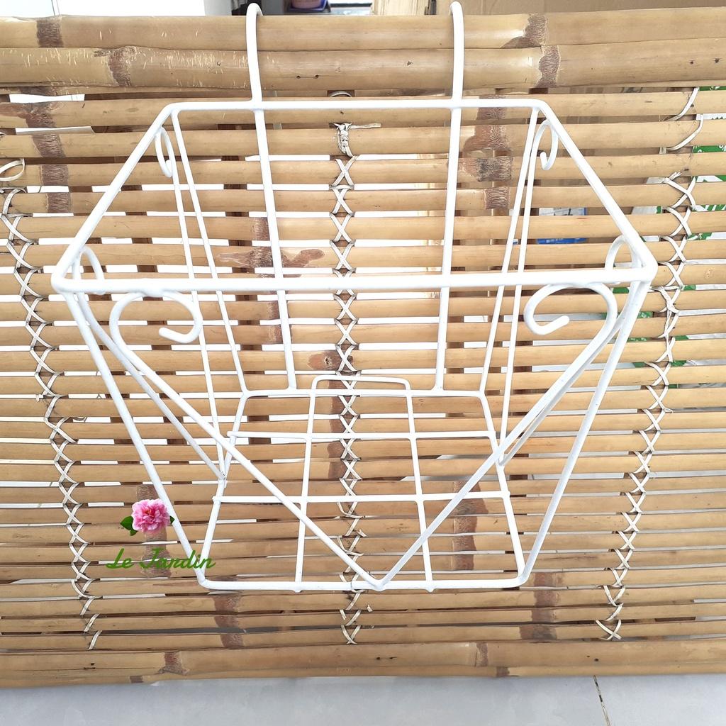 Giỏ sắt treo ban công loại tốt hình vuông 22x22cm