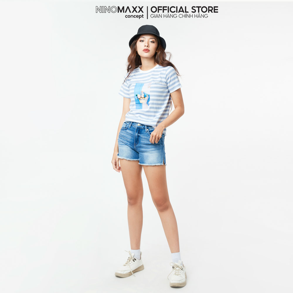 Ninomaxx Quần short Jean Nữ chất cotton pha spandex 2202016